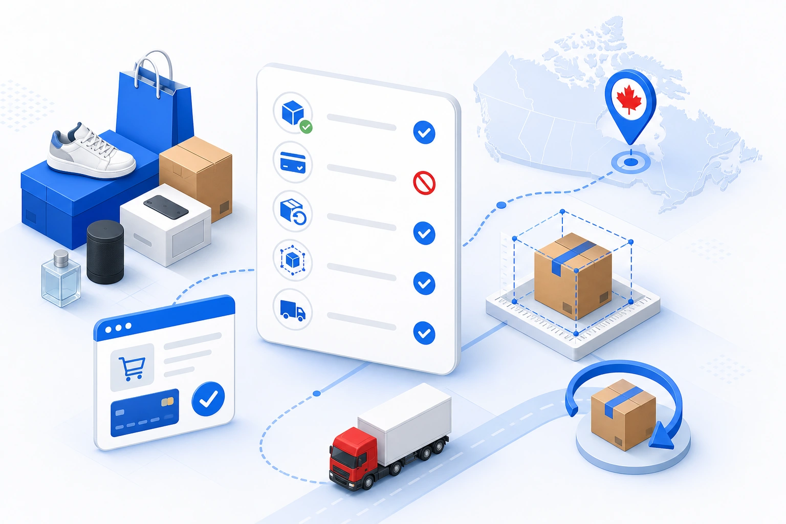 Illustration of US parcel forwarding from Jetkrate to Canada