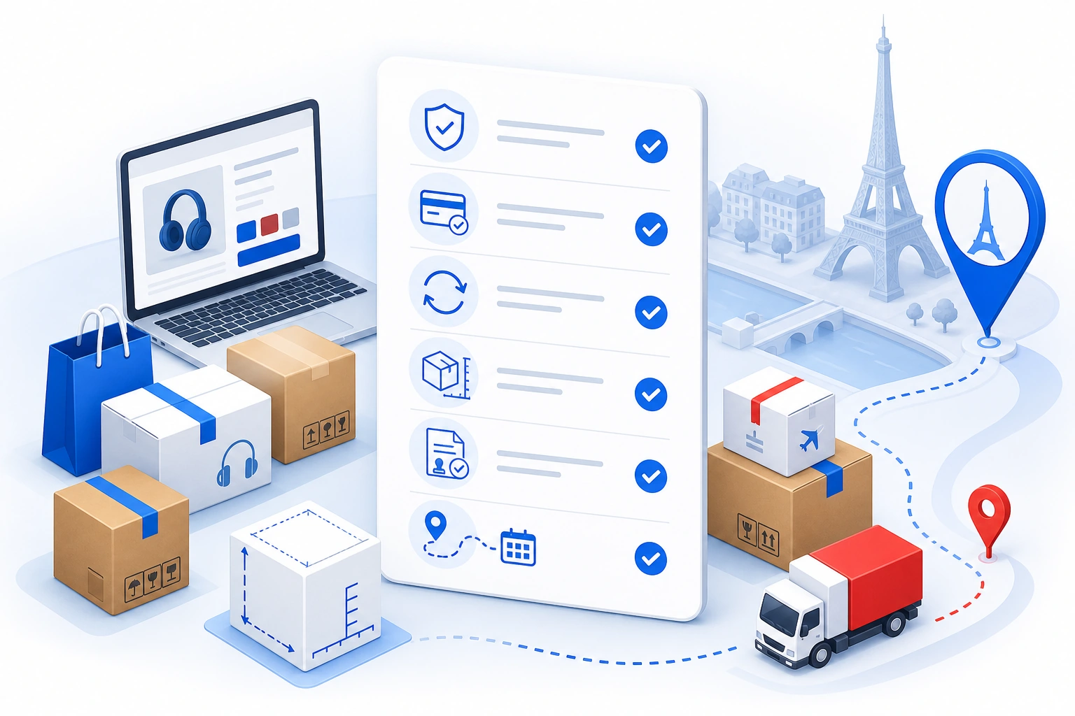 Illustration of US parcel forwarding from Jetkrate to France