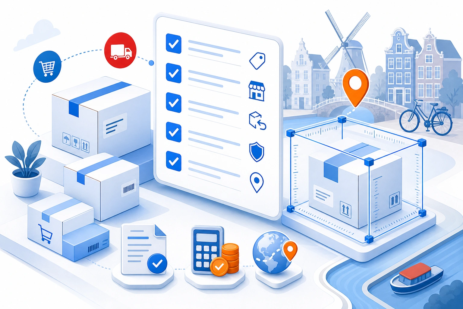 Illustration of US parcel forwarding from Jetkrate to the Netherlands
