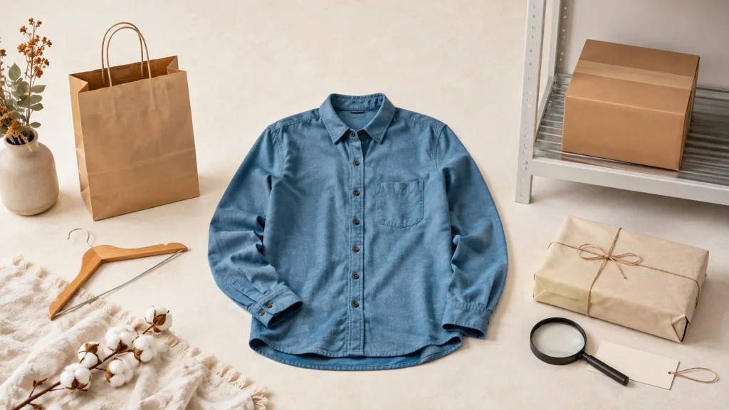 Comparing Australian, exact-item seller and US package-forwarding options for a blue cotton flannel shirt